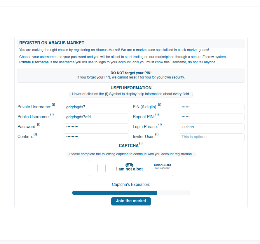 Abacus market Step 2 – Register