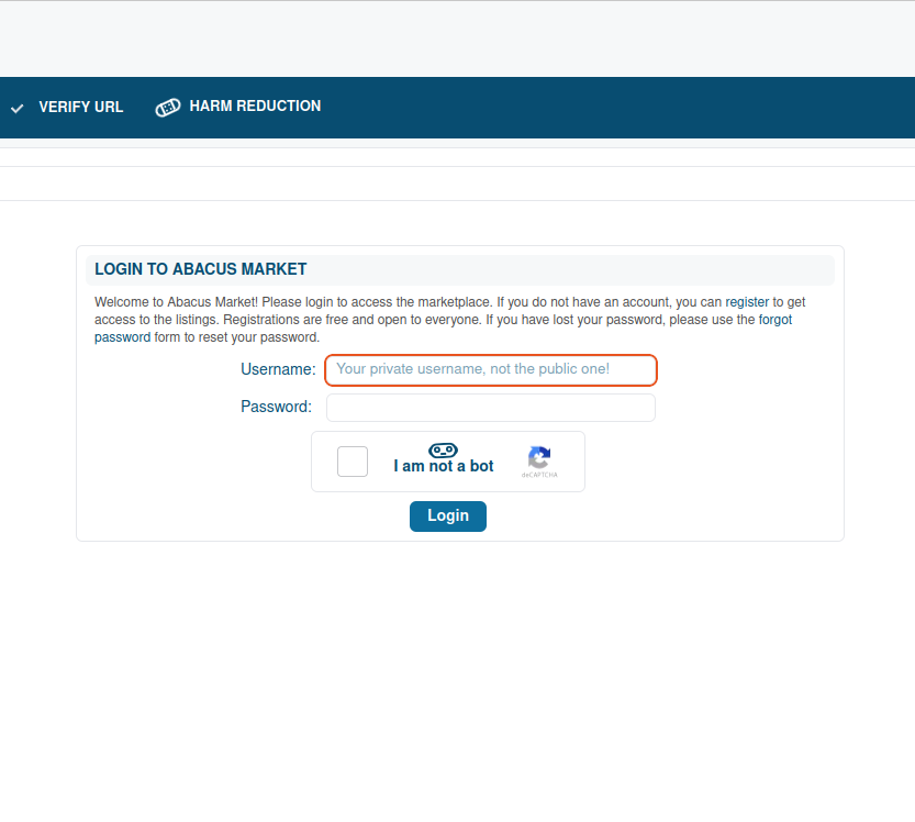 Abacus market Step 4 – Login